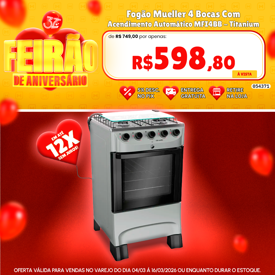 Fogão Mueller 4 Bocas Com