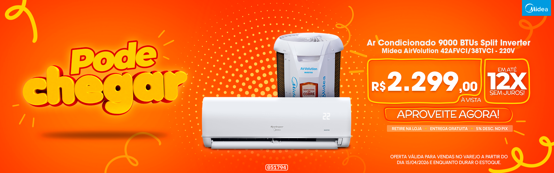 Ar Condicionado 9000 BTUs Split Inverter