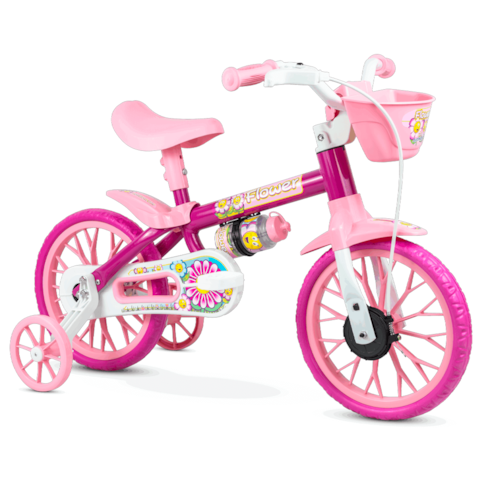Bicicleta Aro 12 Nathor Feminino Flower - Rosa