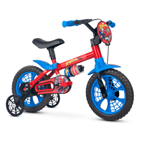 Bicicleta Aro 12 Nathor Masculina Spider-Man - Vermelha/Azul