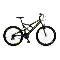 Bicicleta Aro 26 GPS 148 21 Marchas Colli - Preto fosco / Amarelo Neon 