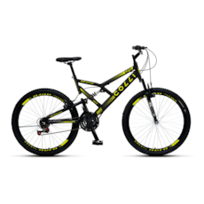 Bicicleta Aro 26 GPS 148 21 Marchas Colli - Preto fosco / Amarelo Neon 