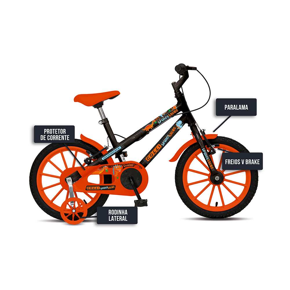 Bicicleta Colli 202 Spinossauro Aventuras Aro 16 1112D - Preto
