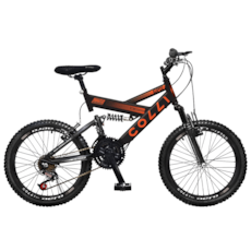 Bicicleta Colli 310 GPS Com Dupla Suspensão Full 21 Marchas Aro 20 - Preto/Laranja