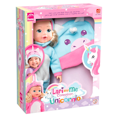 Boneca Roma Lari And Me Unicórnio 5808 Martinello