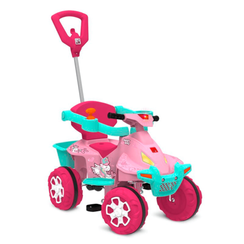 Triciclo Motoca Infantil Passeio com Empurrador Pedal Luz Som