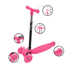 Brinquedo Cks Patinete 3 Rodas Com Led - Patc-D - Rosa