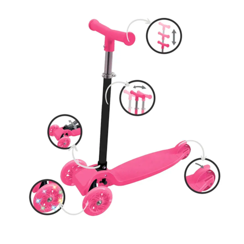 Brinquedo Cks Patinete 3 Rodas Com Led - Patc-D - Rosa