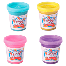 Brinquedo Divertoyes Kit Massinha Com Glitter 4 Potinhos - 8123
