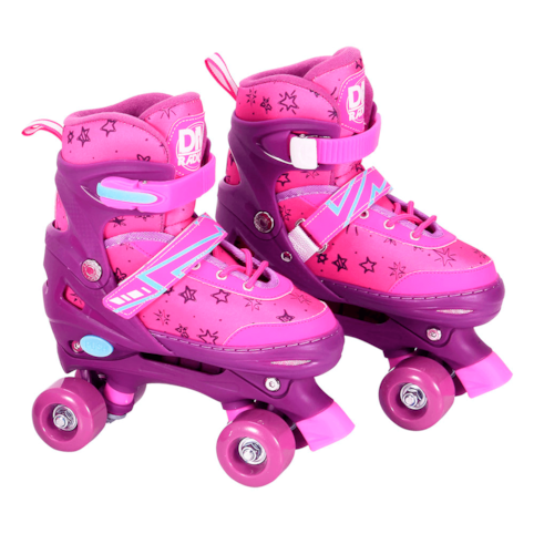 Brinquedo Dm Toys Patins Roller Ajustável Com Acessórios R6547 - Rosa