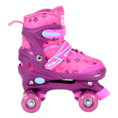 Brinquedo Dm Toys Patins Roller Ajustável Com Acesssórios R6547 - Rosa