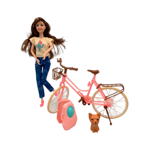 Brinquedo D'toys Boneca Isabella Pedal Encatado com Bicicleta - 4383
