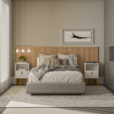 Cabeceira Linea Brasil Laranjeiras com 2 Mesa Buzios Nature/ Off White