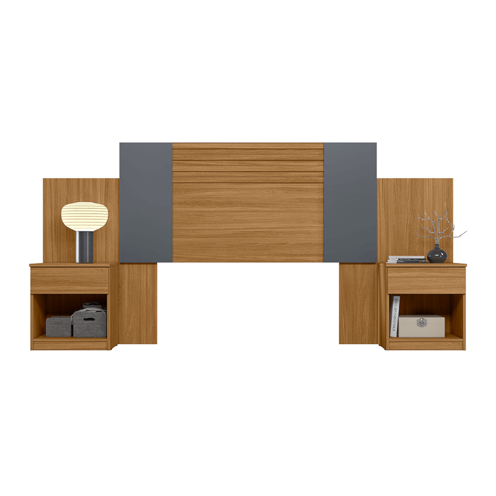 Cabeceira Moval Araguaia - Freijó/Off White/Cinza - Martinello