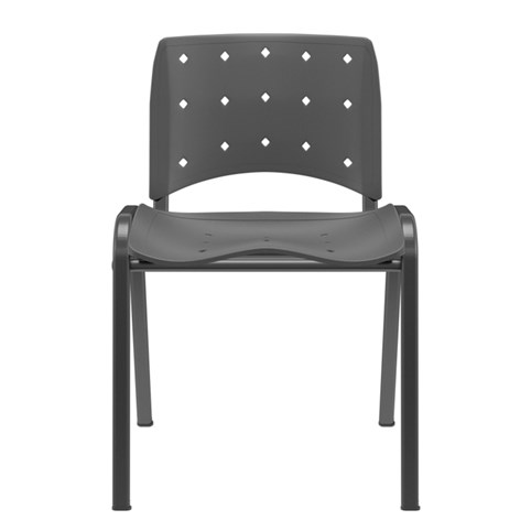 Cadeira de Escritório Plaxmetal Plástico Ergoplax Fixa Secretária - Preto