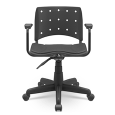 Cadeira de Escritório Plaxmetal Secretaria Estofada - Preto com Braço Cadeira de Escritório Plaxmetal Secretaria Estofada - Preto com Braço