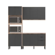 Cozinha Demóbile 3 Peças Firenze FMT003 - Avena/Grafito Cozinha Demóbile 3 Peças Firenze FMT003 - Avena/Grafito