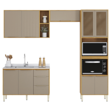 Cozinha Demóbile 4 Peças Plena 100% MDF PE0009 - Cinamon/Nude