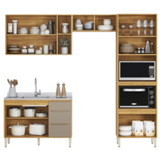 Cozinha Demóbile 4 Peças Plena 100% MDF PE0009 - Cinamon/Nude