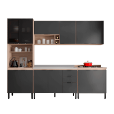 Cozinha Demóbile 5 Peças Firenze FMT005 - Avena/Grafito Cozinha Demóbile 5 Peças Firenze FMT005 - Avena/Grafito