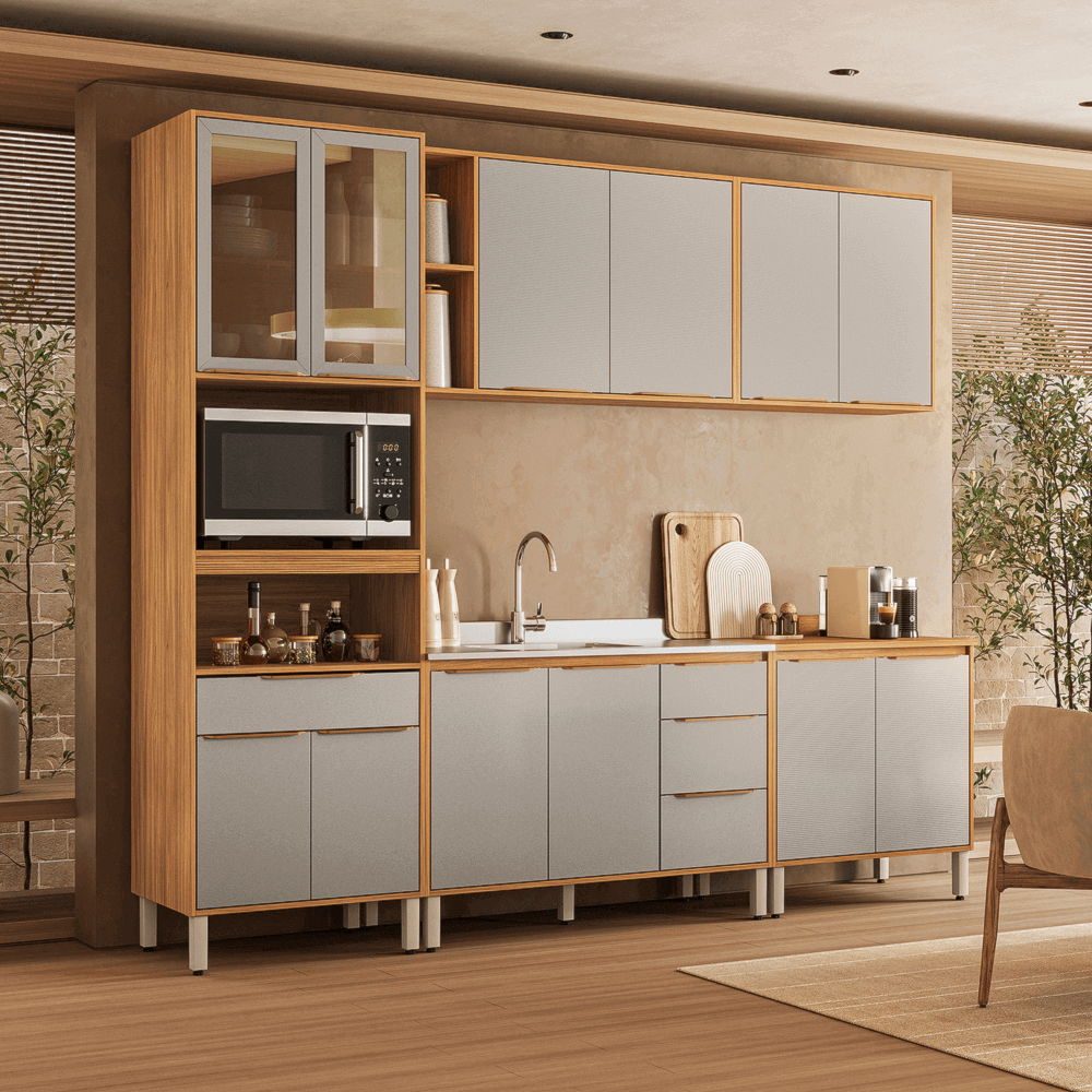 Cozinha Demobile 5 Peças PLena 100%MDF PMT0004 - Cinamon/Nude - Martinello