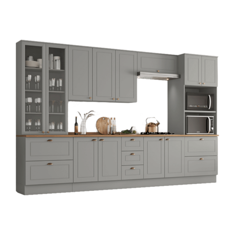 Cozinha Henn Americana 6 Peças CE889-169 - Cinza/Natural