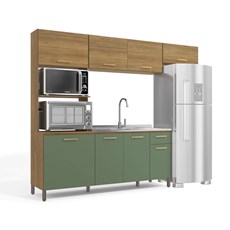 Cozinha Kappesberg Compacta L780A - Nogueira/Verde Olivia