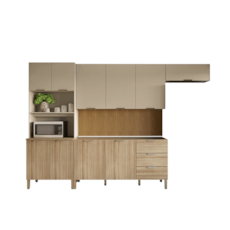 Cozinha Kits Paraná Glam 4 Peças - Freijo/Vanilla/Ripado - 9009 Cozinha Kits Paraná Glam 4 Peças - Freijo/Vanilla/Ripado - 9009