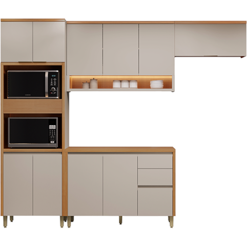 Cozinha Linea Brasil 4 Peças Allure 5.5 - Jequitiba/Gris