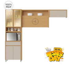 Cozinha Nesher Condessa 3 Peças 100% MDF - Carvalho/Greige