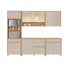 Cozinha Nesher Condessa 5 Peças 100% MDF - Carvalho/Greige