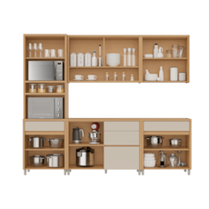 Cozinha Nesher Condessa 5 Peças 100% MDF - Carvalho/Greige