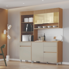 Cozinha Nesher Realeza Premium 3 Peças 100% MDF 501365 - Carvalho/Greige