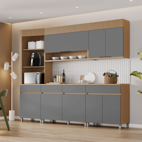 Cozinha Nesher Realeza Premium 5 Peças 100%MDF - Carvalho/Greige