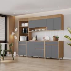Cozinha Nesher Realeza Premium 5 Peças 100%MDF - Carvalho/Greige