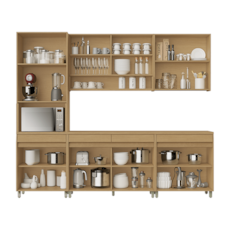 Cozinha Nesher Simone Mendes 5 Peças 100% MDF 5000991 - Carvalho-Greige 