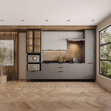 Cozinha Telasul Lumina 6 Peças - 917462 - Cinza/ Lacca Cinza