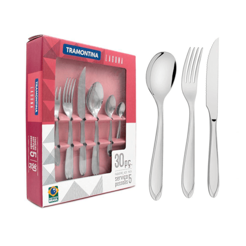 Faqueiro Tramontina Laguna em Aço Inox Liso 30 Peças