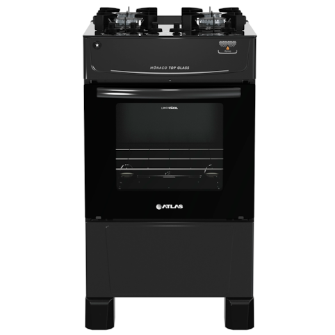 Fogão 4 Bocas Com Acendimento Automático Atlas Mônaco Top Glass - Preto