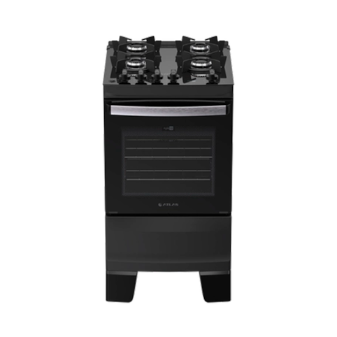 Fogão Atlas 4 Bocas com Acendimento Automático Agile Glass - Preto