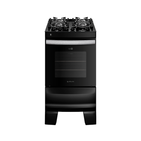 Fogão Atlas 4 Bocas Com Acendimento Automático Agile Glass - Preto Bivolt