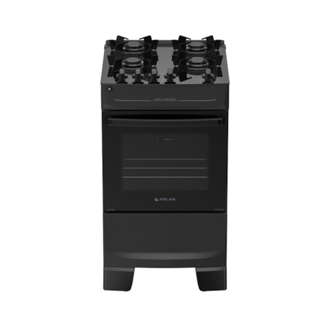 Fogão Atlas 4 Bocas com Acendimento Automático Monâco Top Glass - Preto