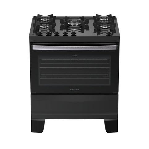 Fogão Atlas 5 Bocas com Acendimento Automático Agile Glass - Preto