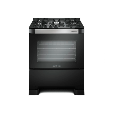 Fogão Mueller 5 Bocas Com Acendimento Automático Decorato Vetro G3 - Preto Fosco