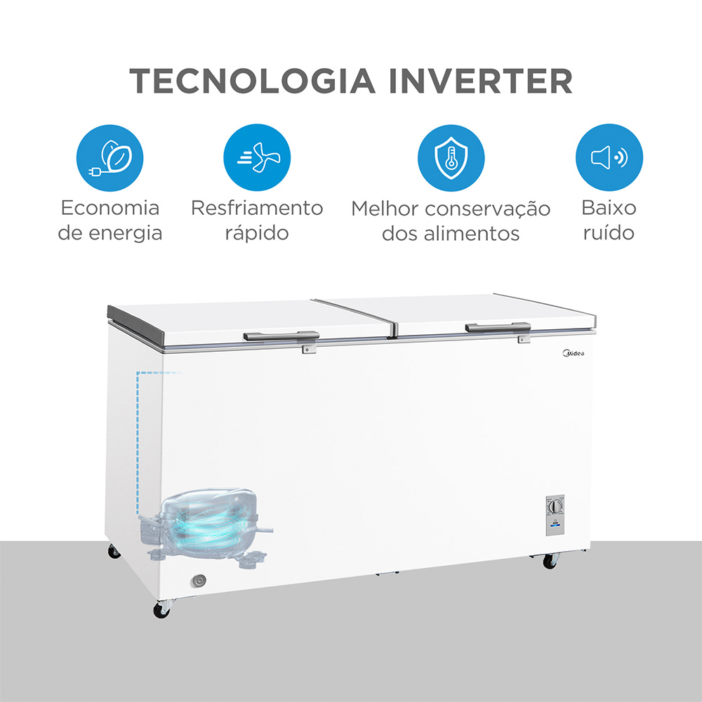 Freezer Horizontal Midea 508L MDRC698FZD013 Inverter - Bivolt