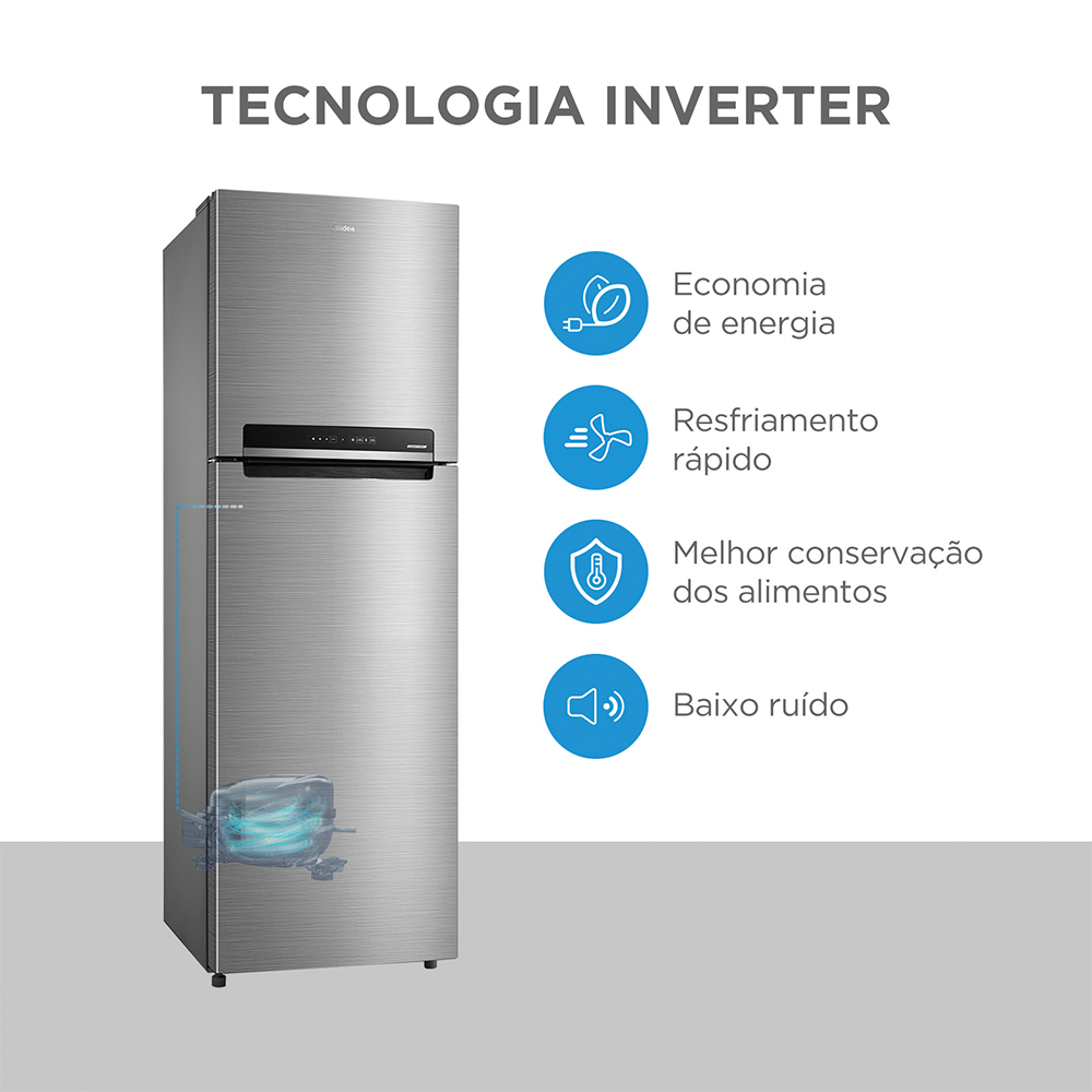 Geladeira/Refrigerador Midea 425L MD-RT572EVD463 - Inox Bivolt
