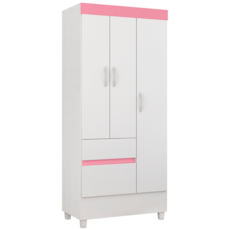 Guarda-roupa 03 Portas Demobile Wind  - Branco e Rosa Flex Guarda-roupa 03 Portas Demobile Wind  - Branco e Rosa Flex