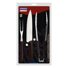 Jogo de Churrasco Tramontina 3 Peças Plenus - Marrom 23498/449 Jogo de Churrasco Tramontina 3 Peças Plenus - Marrom 23498/449