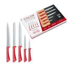 Jogo de Facas Euro 5 Peças Colorstone 3120 - Vermelho