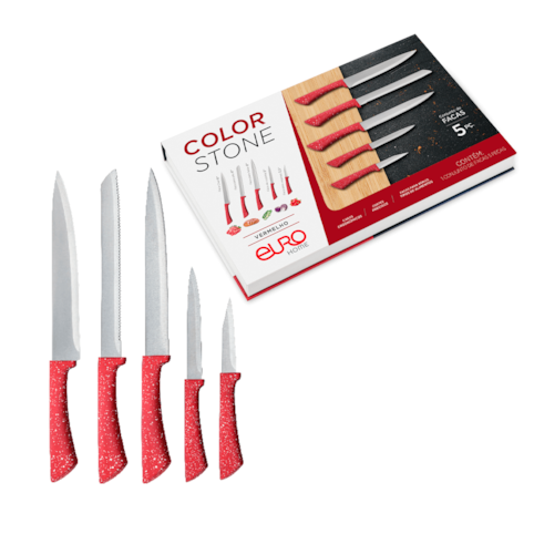 Jogo de Facas Euro 5 Peças Colorstone 3120 - Vermelho